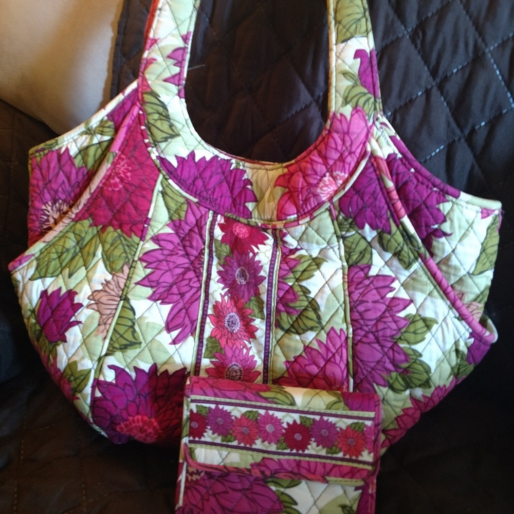 Vera Bradley side by side tote and matching wallet
